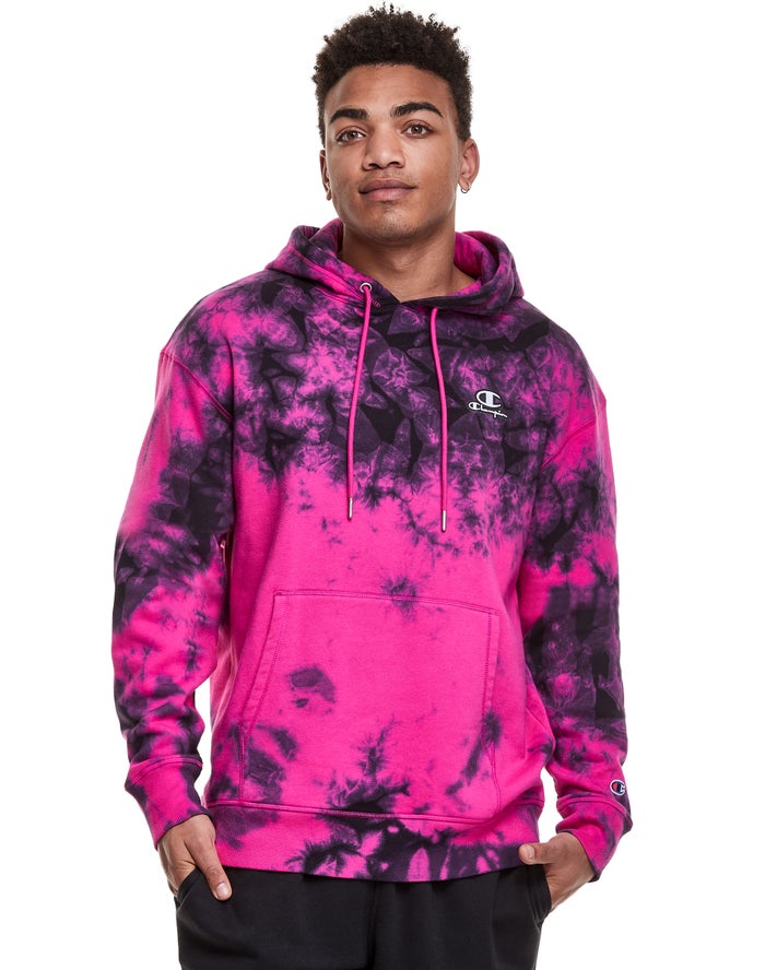 Champion Mens Hoodie NZ - Galaxy Dye Embroidered C & Script Applique Pink/Black ( 6403-YOCJN )